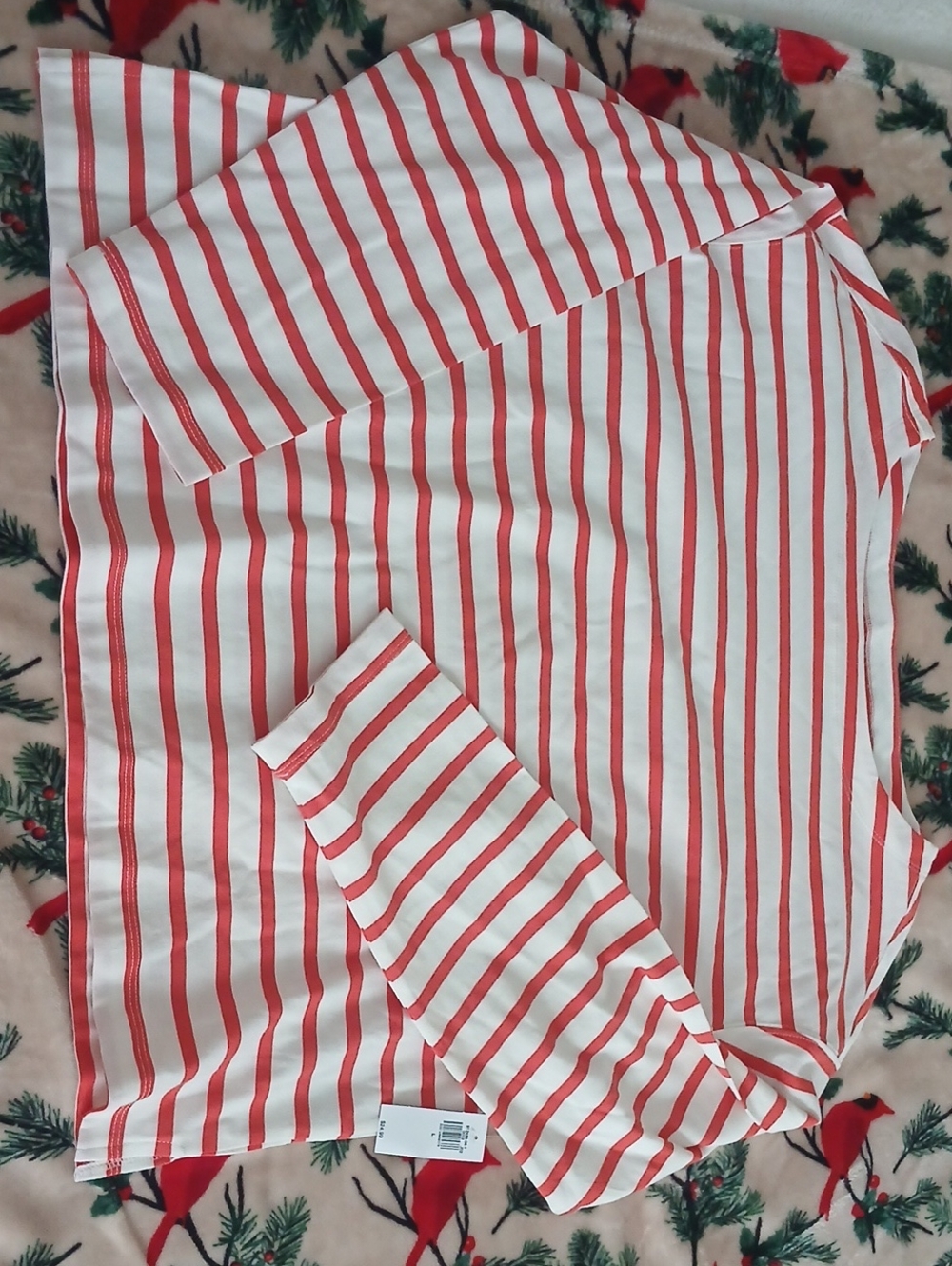 Old Navy White and Red Striped Long Sleeve Top